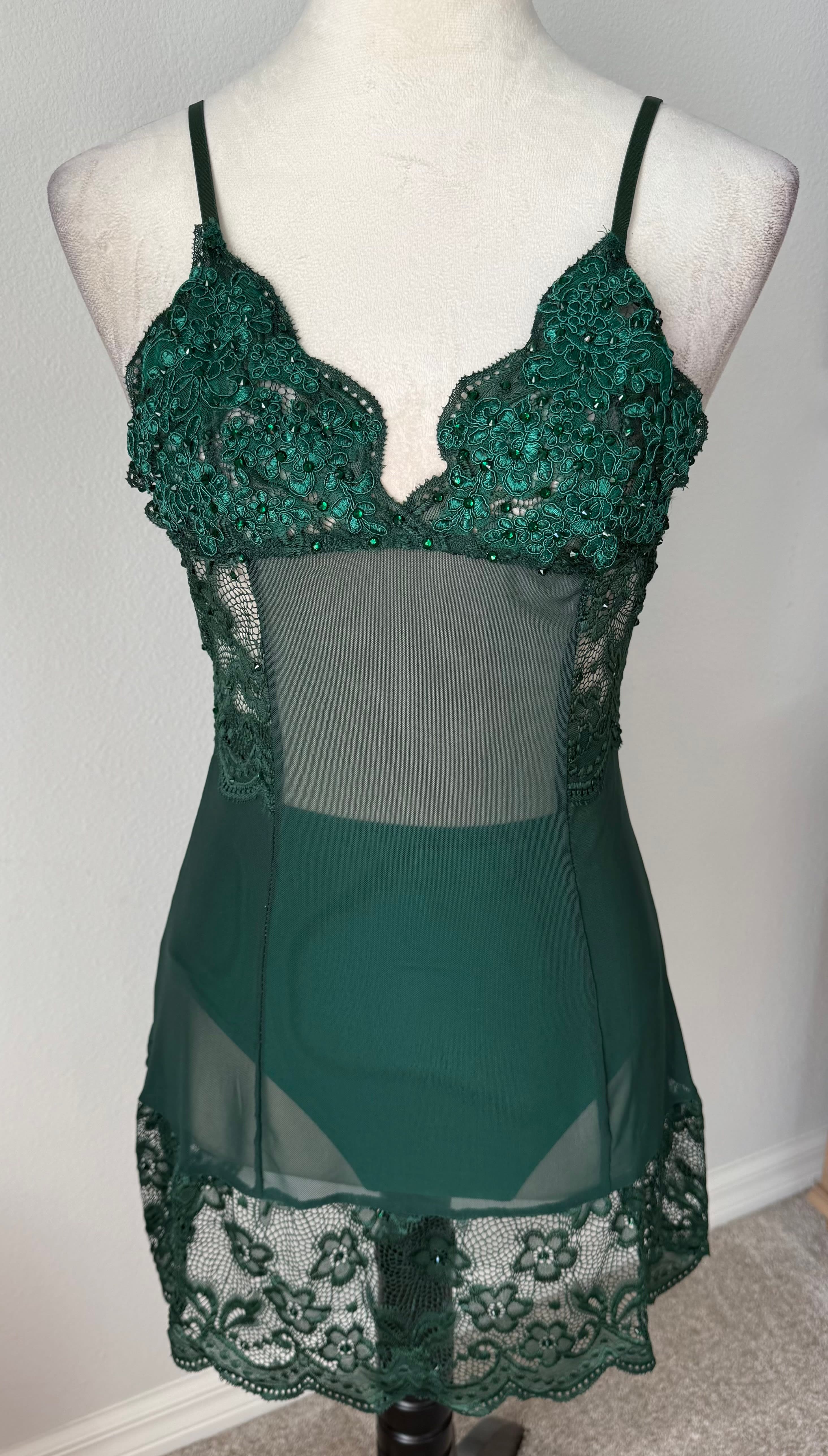 Dark Green Slip Dress